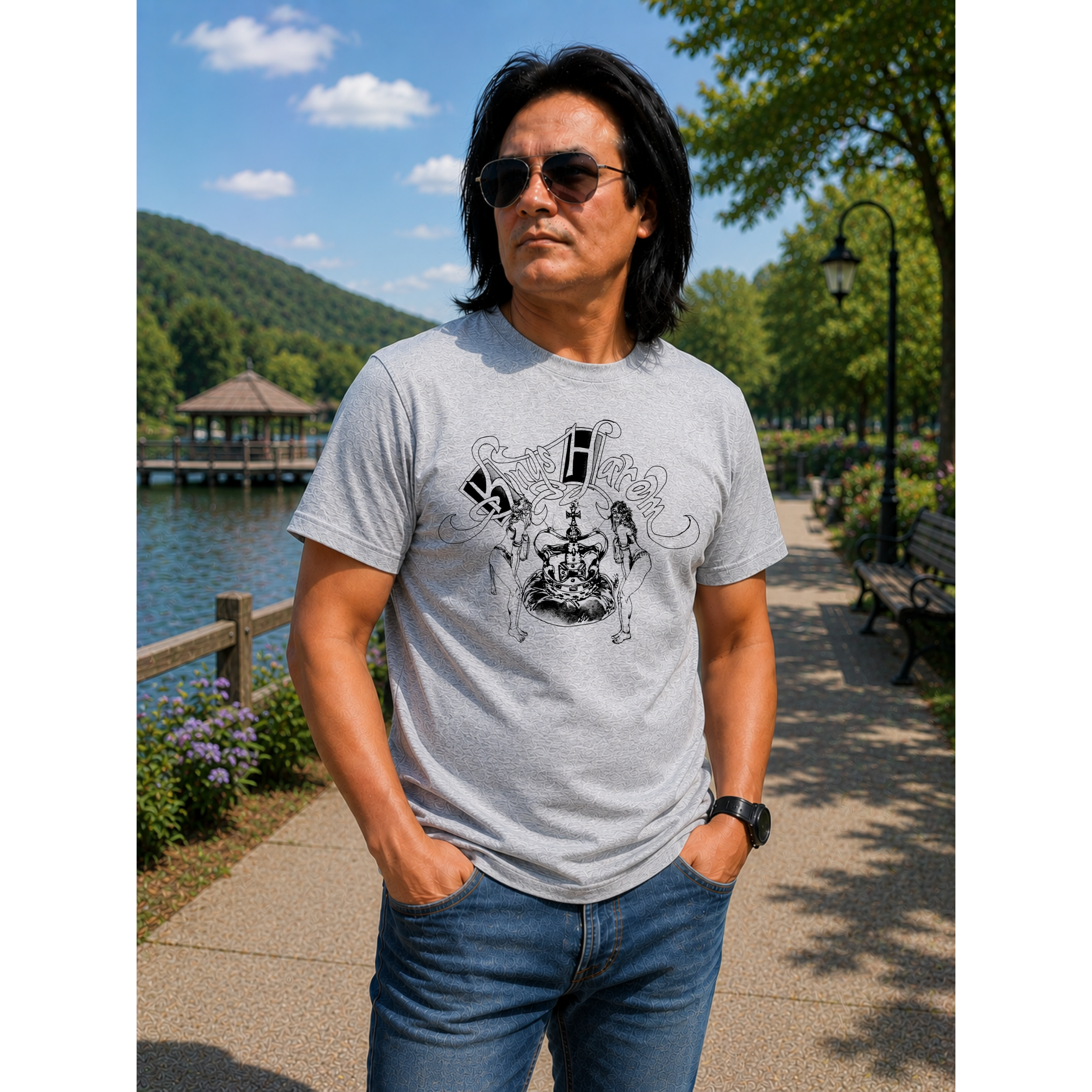 Kings Harlem Monochrome Graphic T-Shirt | Vintage Urban Streetwear Tee | Retro Hip Hop Crown Unisex Shirt