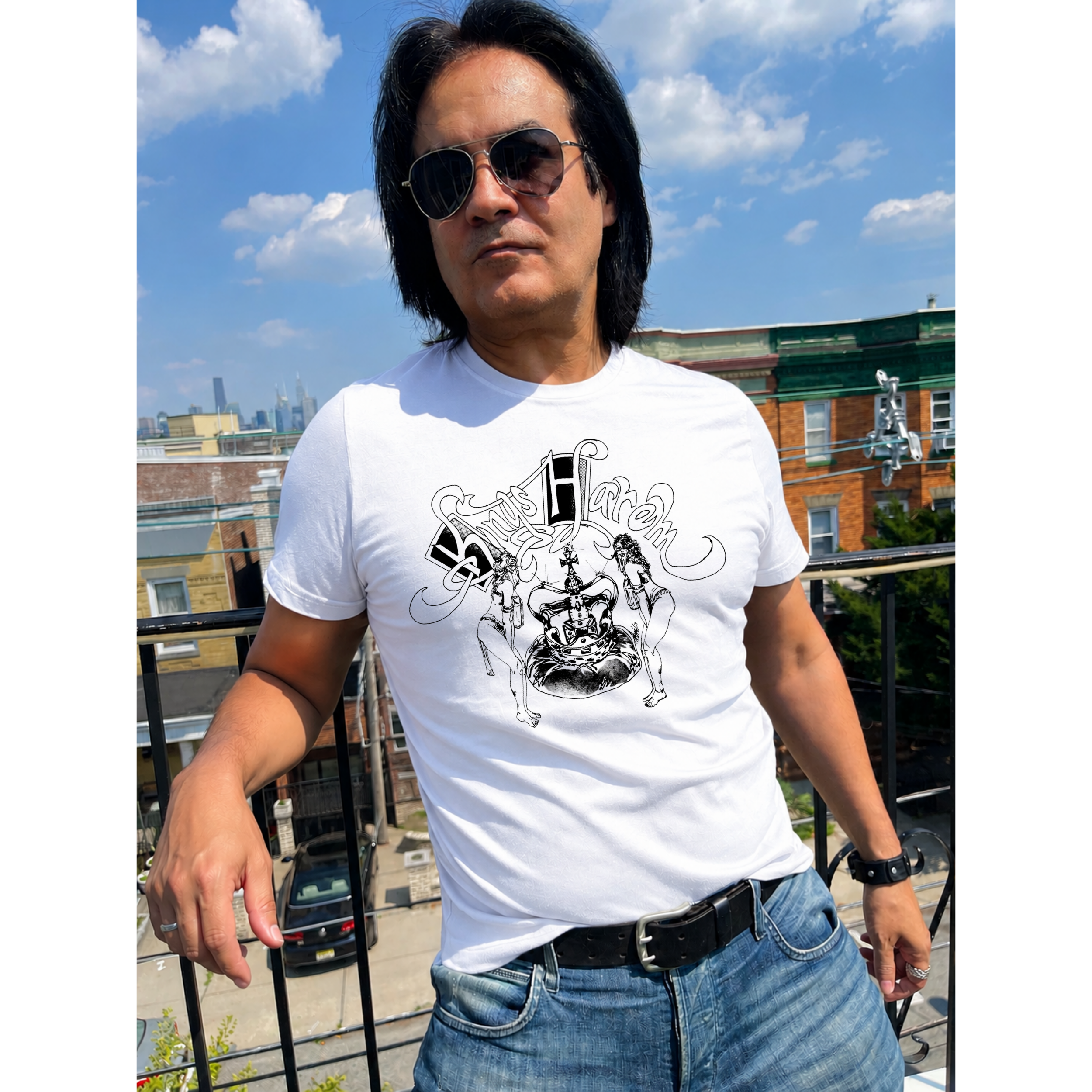Kings Harlem Monochrome Graphic T-Shirt | Vintage Urban Streetwear Tee | Retro Hip Hop Crown Unisex Shirt