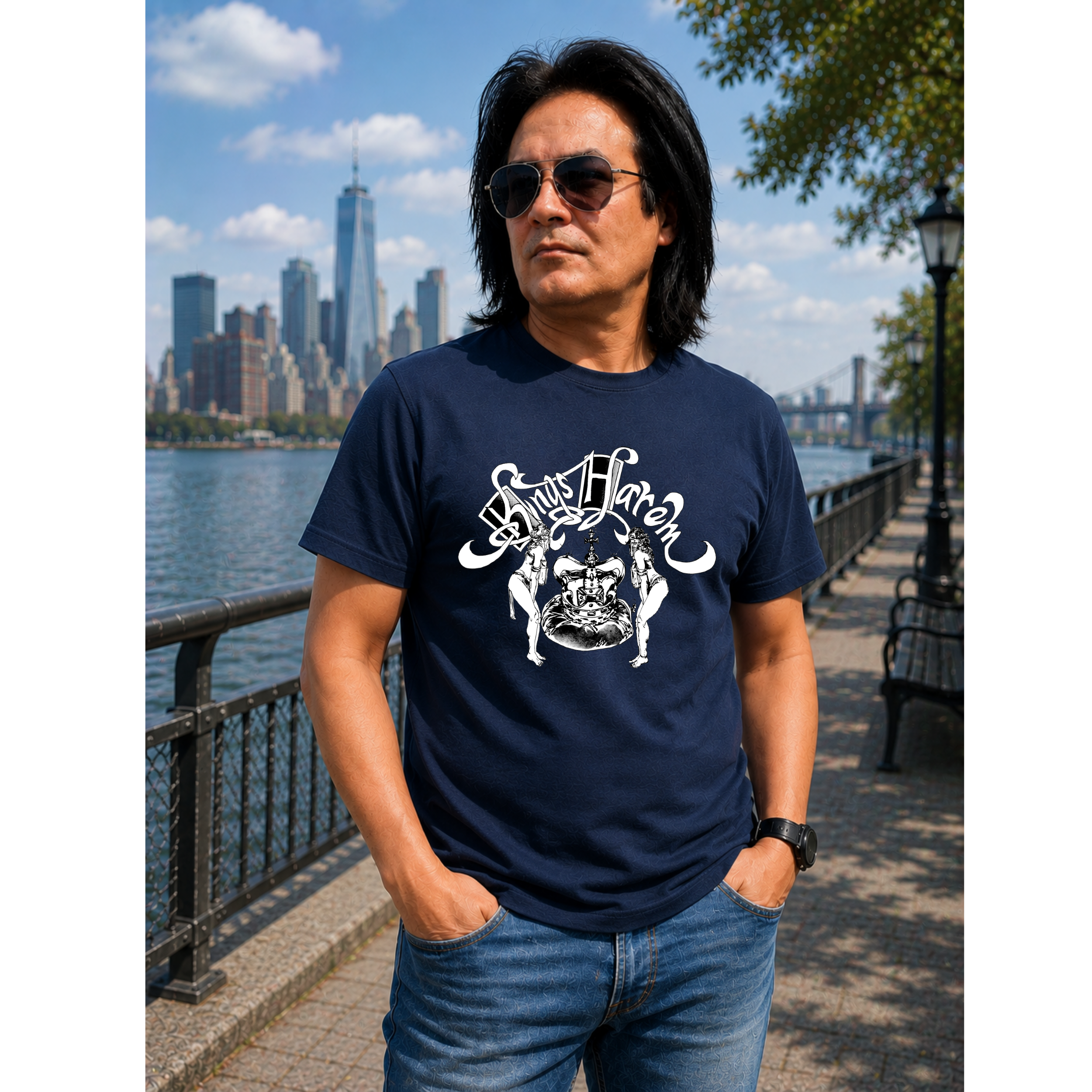 Kings Harlem Monochrome Graphic T-Shirt | Vintage Urban Streetwear Tee | Retro Hip Hop Crown Unisex Shirt